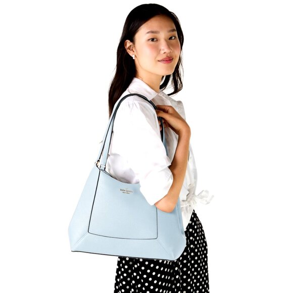 New Kate Spade Lena Large Triple Compartment Shoulder Bag Crisp Sky - Picture 1 of 5
